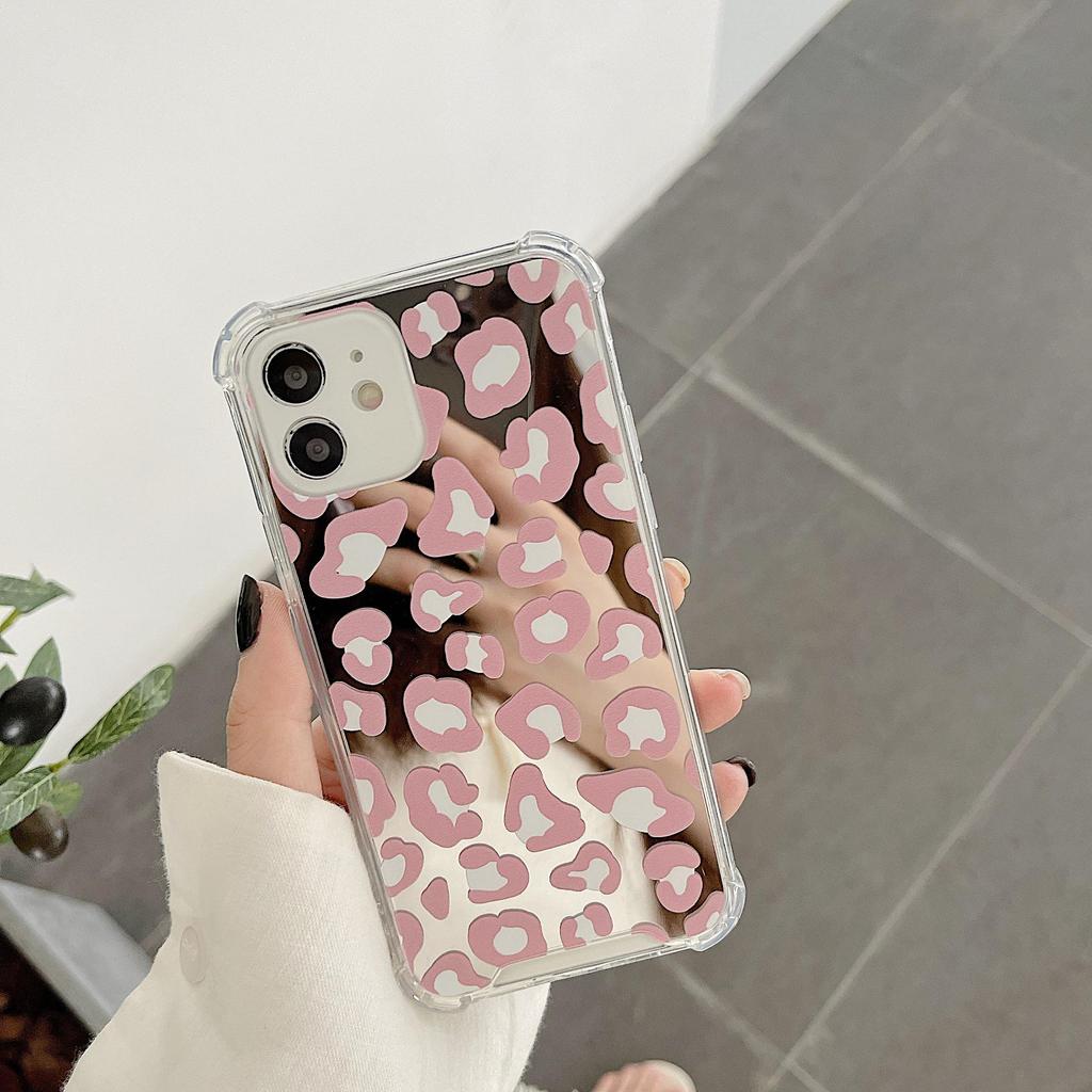 Leopard Print Mirror Case for iPhone 14 Pro Max, iPhone 15, iPhone 12, Apple 16, Huawei Nova 12, Honor 90