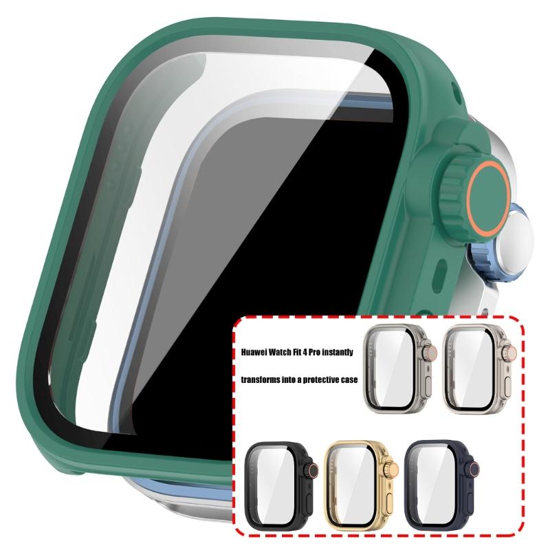 Smartwatch Shell PC Glass Antidust Case Guard For Watch Fit 4 Screen Protector Frame Shell Safe Quick To Attach & Detach