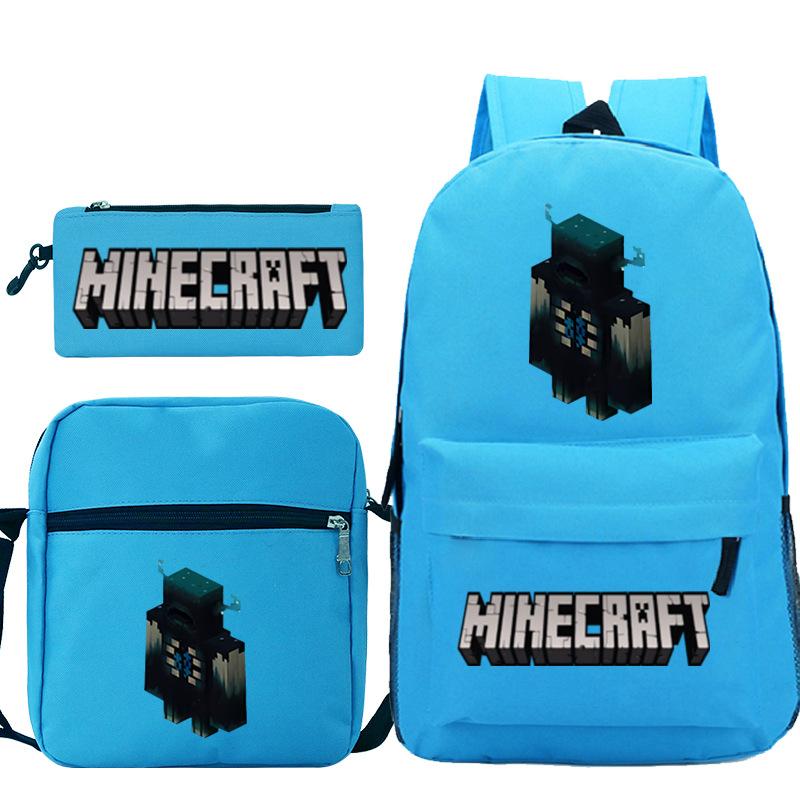 Game Minecraft Printed Children'S School Bag Oblique Span Bag Stationery Pencil Bag Student Backpack Set