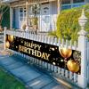 Happy Birthday Banner Black Gold Party Decorations Large Birthday Banner Yard Sign Backdrop Supplies Decoration for Indoor and Outdoor 78 x 17Inches