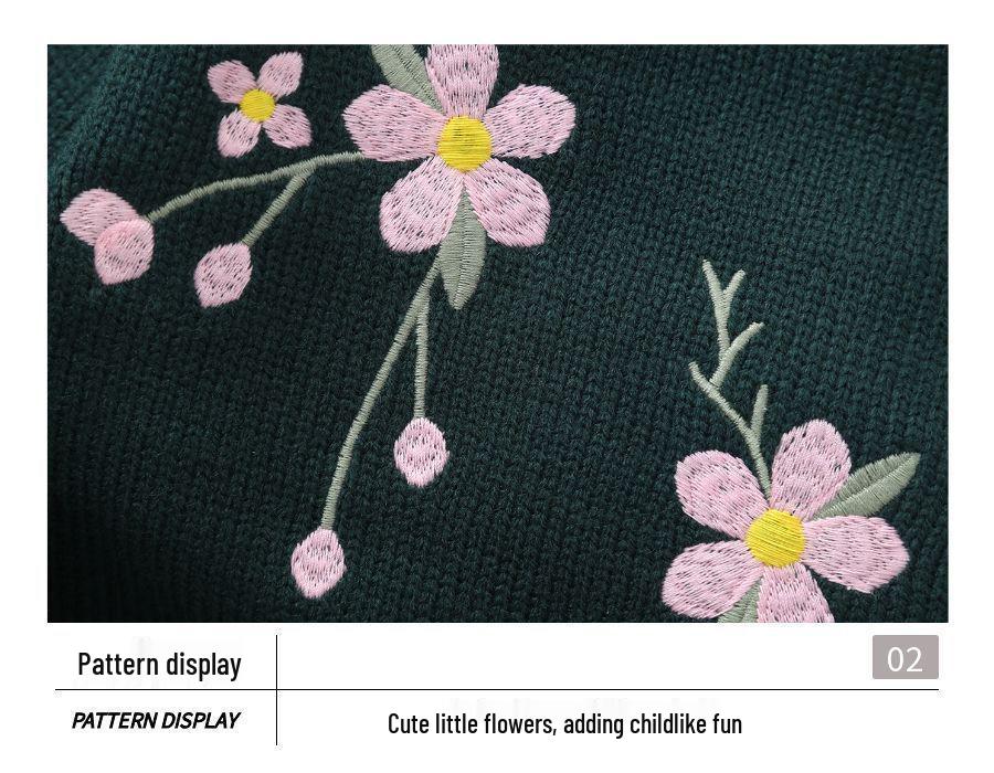 2023 Fall/Winter Floral Pattern Knit Sweater Set for Girls