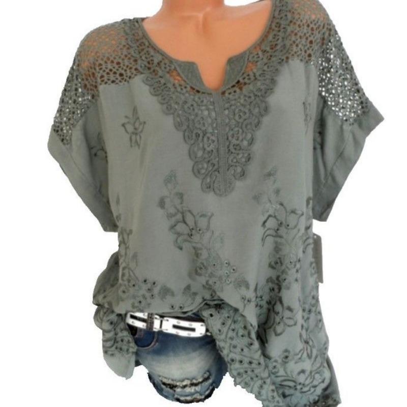 Summer New Style Hollow Lace Embroidered Top Crocheted Beach Pullover Loose Large Size Sun Protection Blouse for Vacation