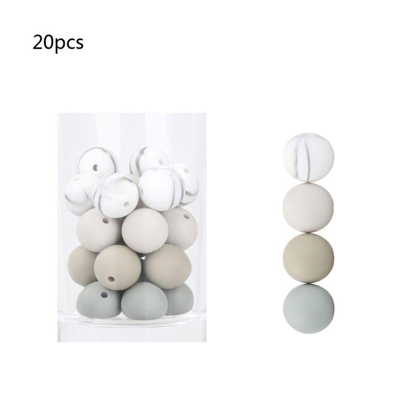 15mm 20pcs Silicone Beads Baby Teething Beads DIY Chewable Teether for Infant