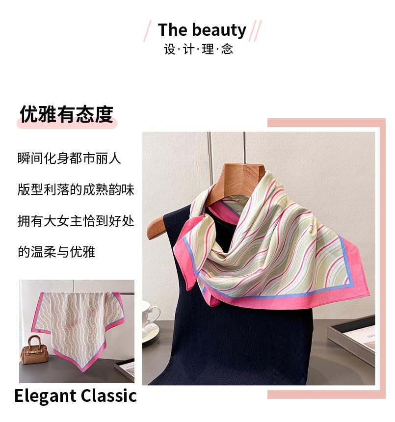 Geometric Corrugated Pure Cotton Small Square Scarf High-end Printed Silk Scarf Headscarf Shawl Scarf Women's Professional Scarf Scarf Scarf