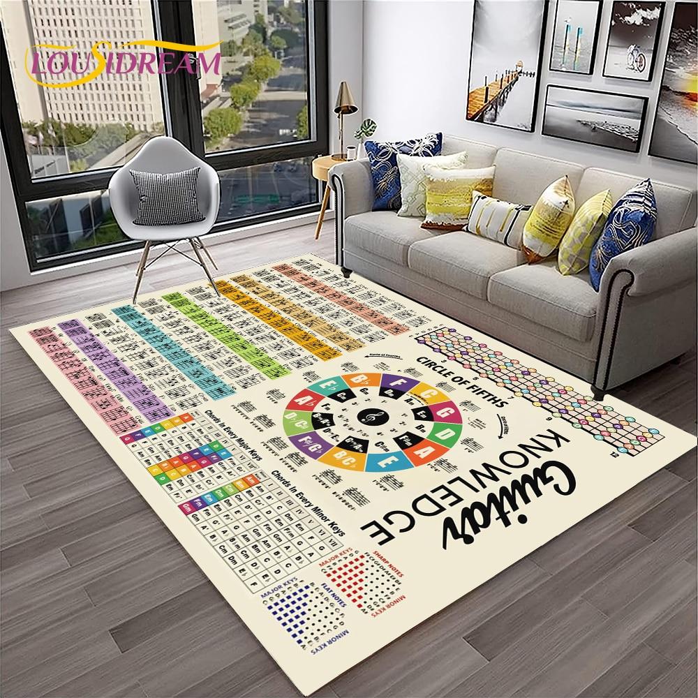 Music Basic Guitar Chord Theory Chart Piano Carpet Rug for Home Living Room Bedroom Sofa Doormat Decor,Kid Area Rug Non-slip Mat