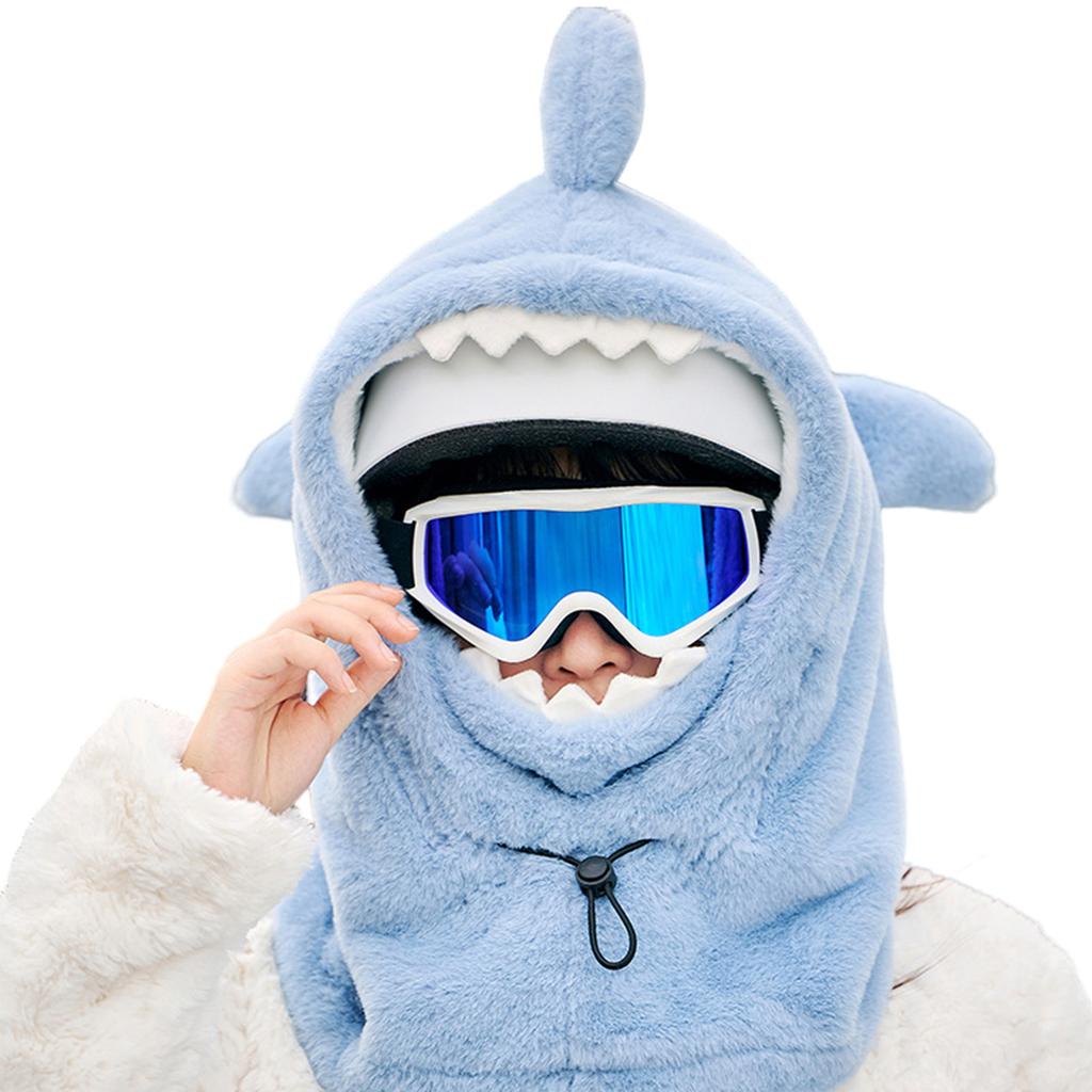 Winter Warm Shark Hooded Ski Mask Helmet Cover for Face and Neck Protections Cold Weather Windproof Headcover Hat