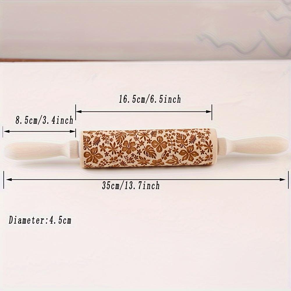 1pc, Flowers Leaves Rolling Pin, Wooden Embossing Dough Roller, for Pizza, Pie, Cookie, and More, Kitchen Utensils,Kitchen Gadgets,Kitchen Accessories