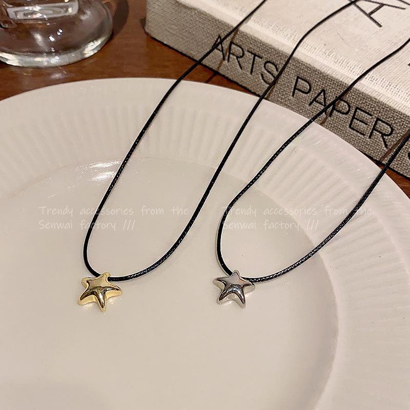 Black Rope Star Necklace Female Collarbone Chain Korea