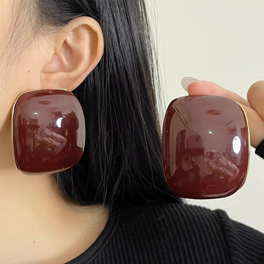 Curved Square Statement Earrings Large Geometric Earrings Party Daily Accessories