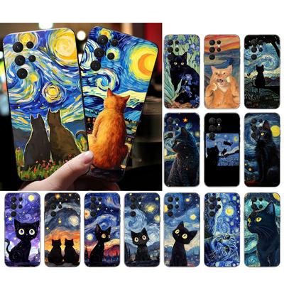 Kat Sterrennacht Van Gogh Telefoonhoesje Voor Samsung A52S A21S A33 A23 A13 A14 A32 A52 A53 A54 A51 A71 M51