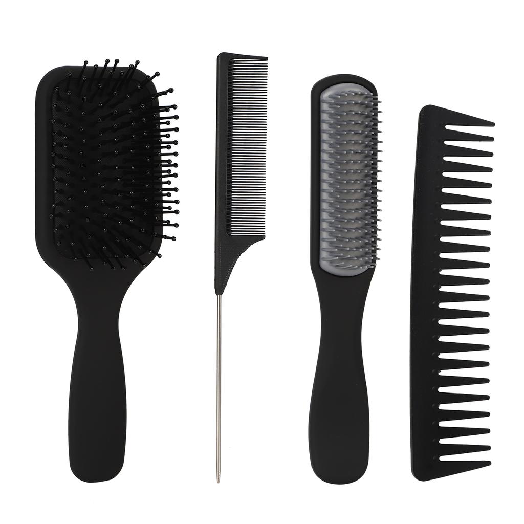 Hair Brush Comb Set Detangling Hair Brush Tail Comb Wide Tooth Comb Styling Tool Kit Black