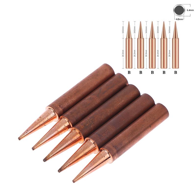 5Pcs Solder Iron Tips Set Welding Equipment Accessories Lead-Free Pure Copper 900M-T-B For Soldering Station