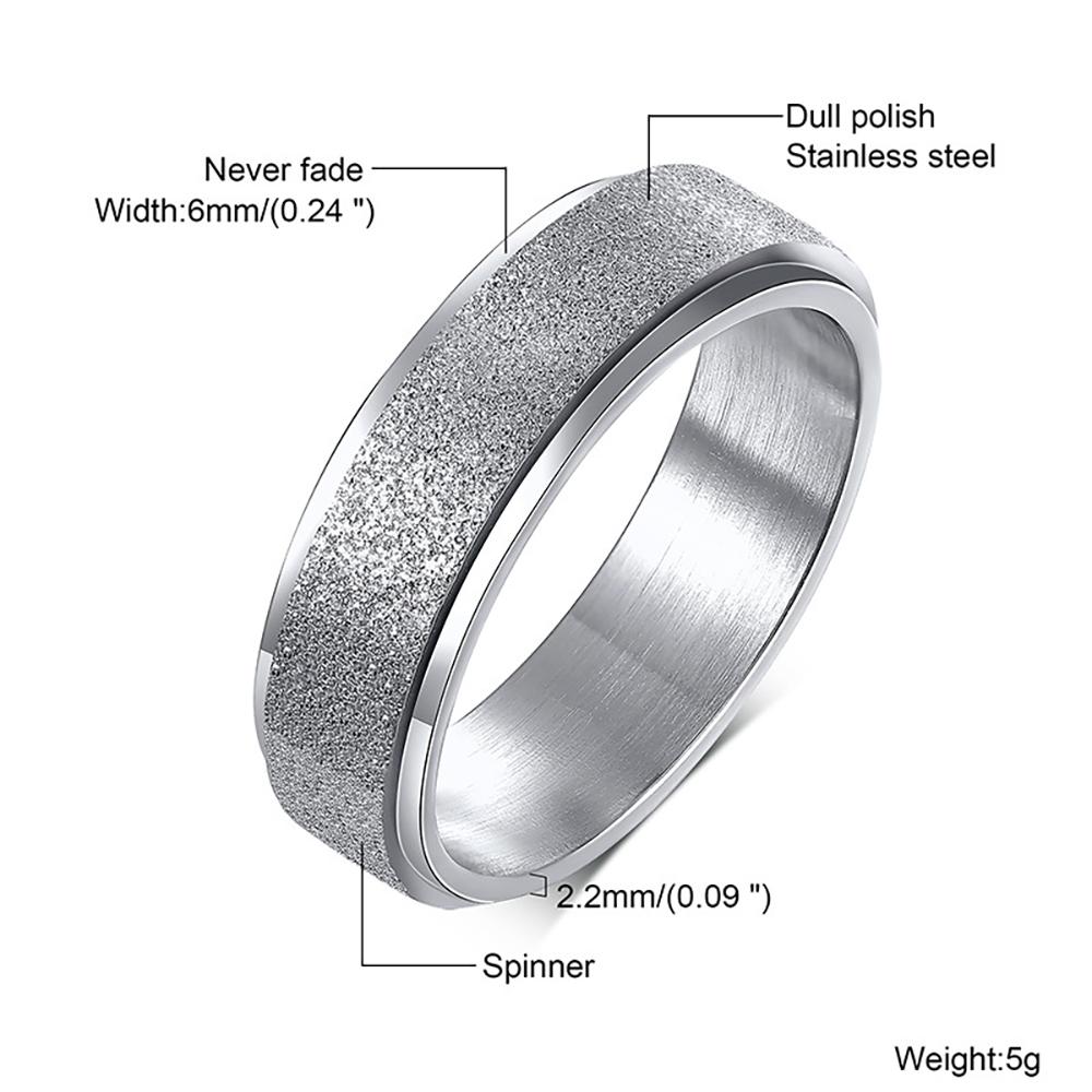 VQYSKO New Rotatable Matte Ring In Multiple Colors, Simple and Versatile 6MM Stainless Steel Ring