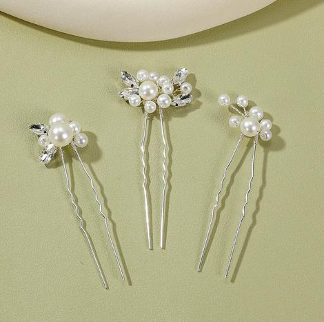 

3Pcs U Shaped Hair Sticks Forks Fairy Pearls Headpieces Bride Wedding Hair Styling Jewelry Women Party Hair Ornaments