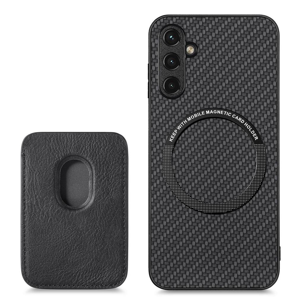 Für Samsung Galaxy A54 5G Abnehmbare 2-in-1 Magnetische Kartenhalter Handyhülle Kohlefasertextur Schutzhülle