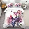 Watercolor Butterfly 3D Printed Quilt Cover set Rustic Natural Style Luxury Duvet Cover Soft Comfortable Bedding Set Pillowcases