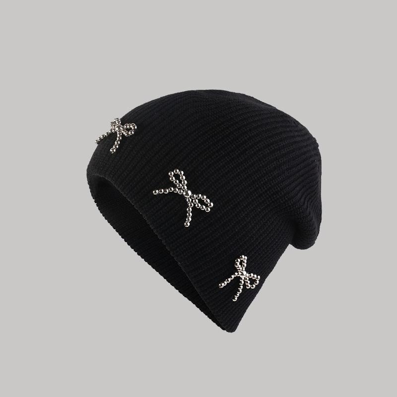 Women's Pullover Hats Korean Bow Simple Fashionable Versatile Knitted Hats Sweet Cool Y2K High Quality Pullover Hats For Girl