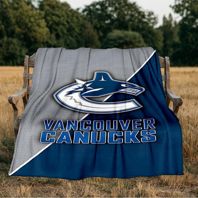 Hockey Team Vancouver-Canucks Blanket Flannel Throw for Sofa, Indoor, Camping, Living Room, Office, Chair, And Bed Soft Birthday Gift