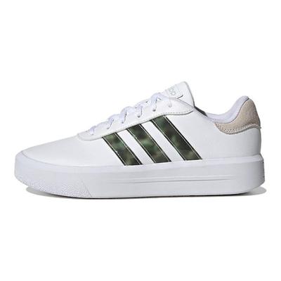 Court Platform Weiß Leinen Grün Damen Sneaker Wolkenweiß HP9434