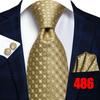 Hi-Tie Mens Golden Silk Tie Business Wedding Necktie Hanky Cufflinks