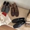 2025 Autumn and Winter New Round Head Lace-up Woolen Deep Mouth Cotton Shoes Soft Sole Foot Cover Versatile Women's Single Shoes