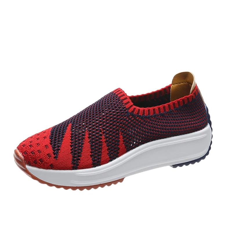 Fashion Sock Shoes for Women Mesh Platform Women Sneakers Fashion Breathable Casual Shoes Slip on Light Women Running Shoes Plus Size 43