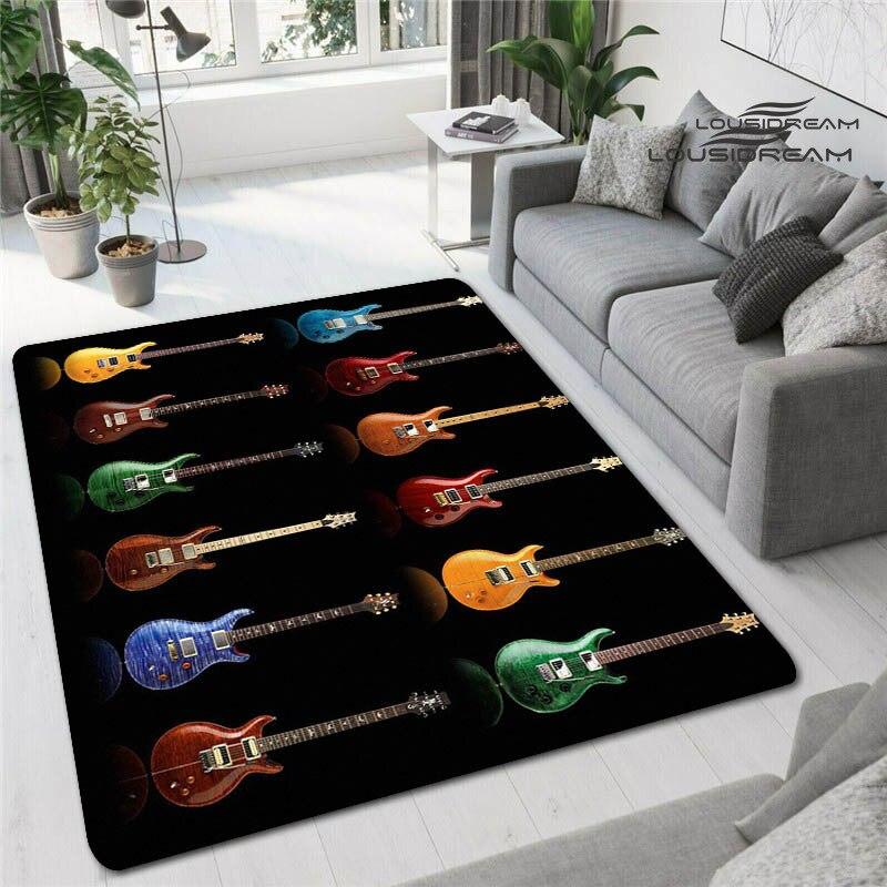 Tappetini stampati in 3D con chitarra colorata per soggiorno, tappeti antiscivolo, camera da letto, comodino, decorazione moderna per la casa, tappetini lavabili
