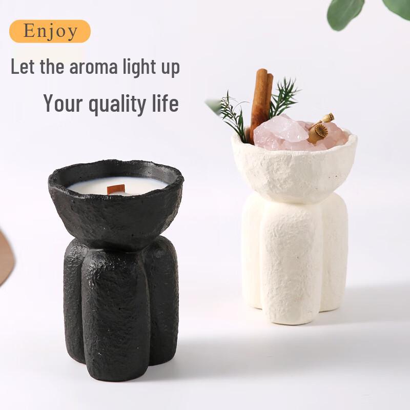 Cement Flower Goblet Flameless Diffuser & Candle Holder