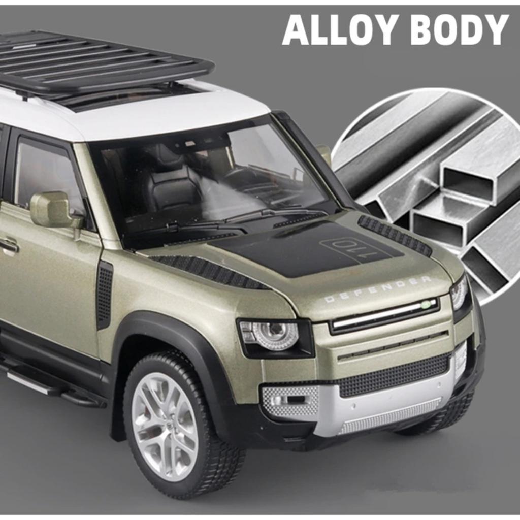 1/18 Range Rover Defender SUV Alloy Car Model Diecast Metal Toy Off-road Vehicles Car Model Sound and Light Simulation Gift