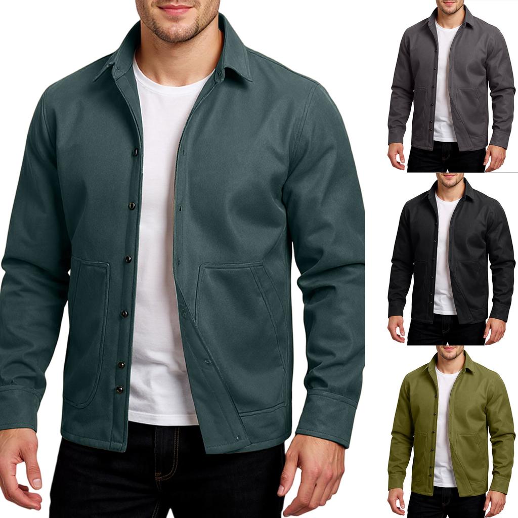 Men'S Shirt Paired With Casual Sports Warm Shirt And Double Pocket Jacket