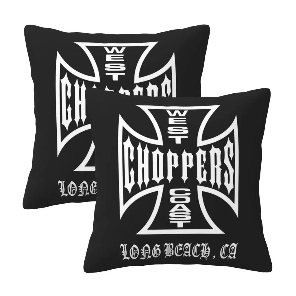 West Coast Iron Cross Choppers 2 Pcs Square Pillowcase Pillow Cover Cushion Decor Comfort Throw Pillow For Home Car