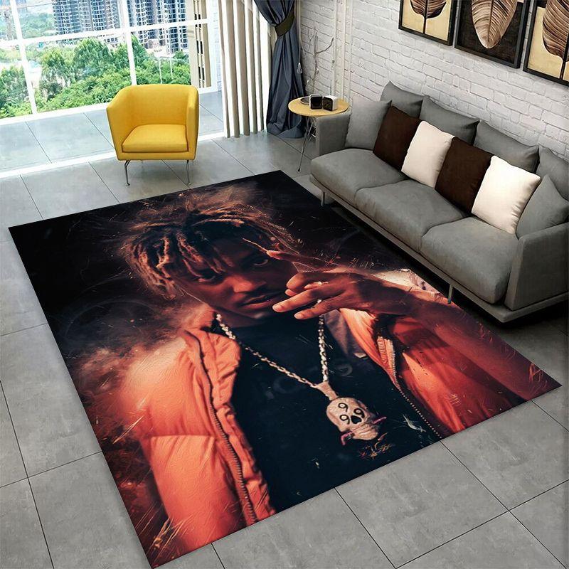 Retro Juice WRLD 999 Legend Rapper Star Carpet Rug for Bedroom Living Room Sofa Playroom Doormat Home Decor,Area Rug Non-slip