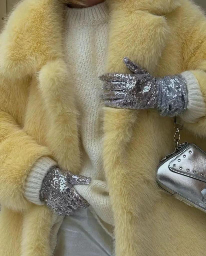 European & American Style Women's Faux Fur Lapel Coat - Autumn/Winter Fashion