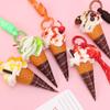 Simulation Ice Cream Cone Keychain Braided Lanyard Realistic Design Backpack Pendant Gift For Girls