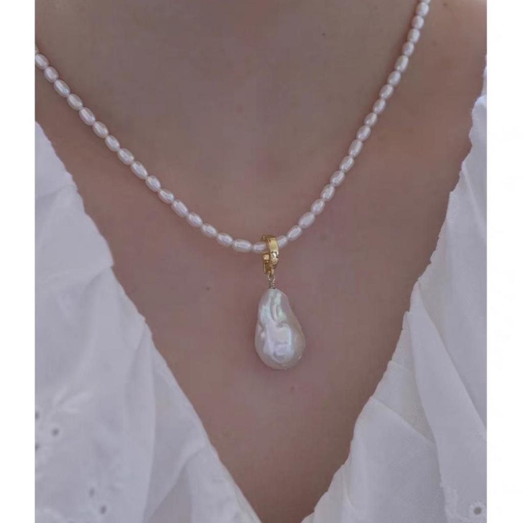 Freshwater Strong Light Special-Shaped Large Baroque Pearl Pendant Removable Necklace Pendant Rice Beads Freshwater Pearl Necklace Female