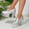 Women Platform Pumps Round Toe Casual High Heels Shoes  for Women Elegant Outdoor Comfortable Anti-slip Shoes