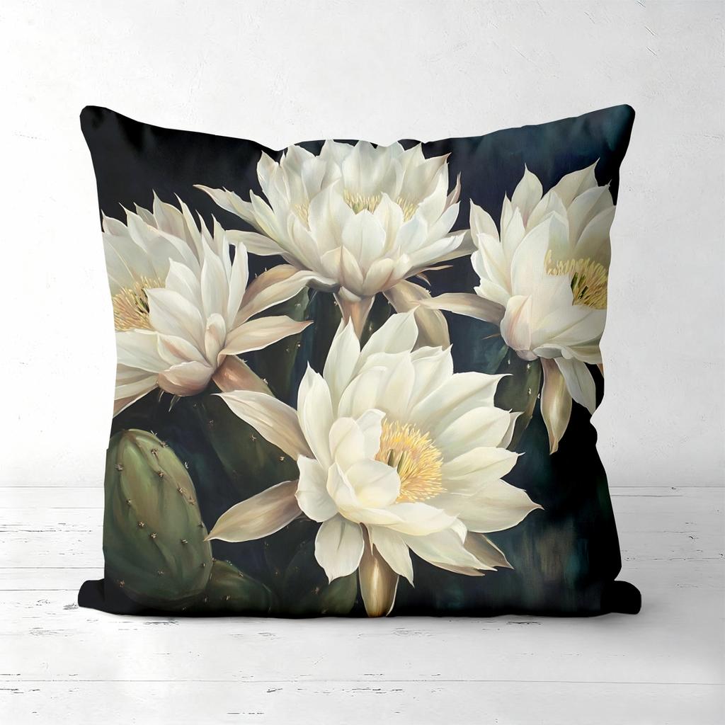 Cactus Flower Printed Throw Pillows for Home Decor Polyester Pillowcase, Sofa Decorative Cushion Cov Headboard Pillow