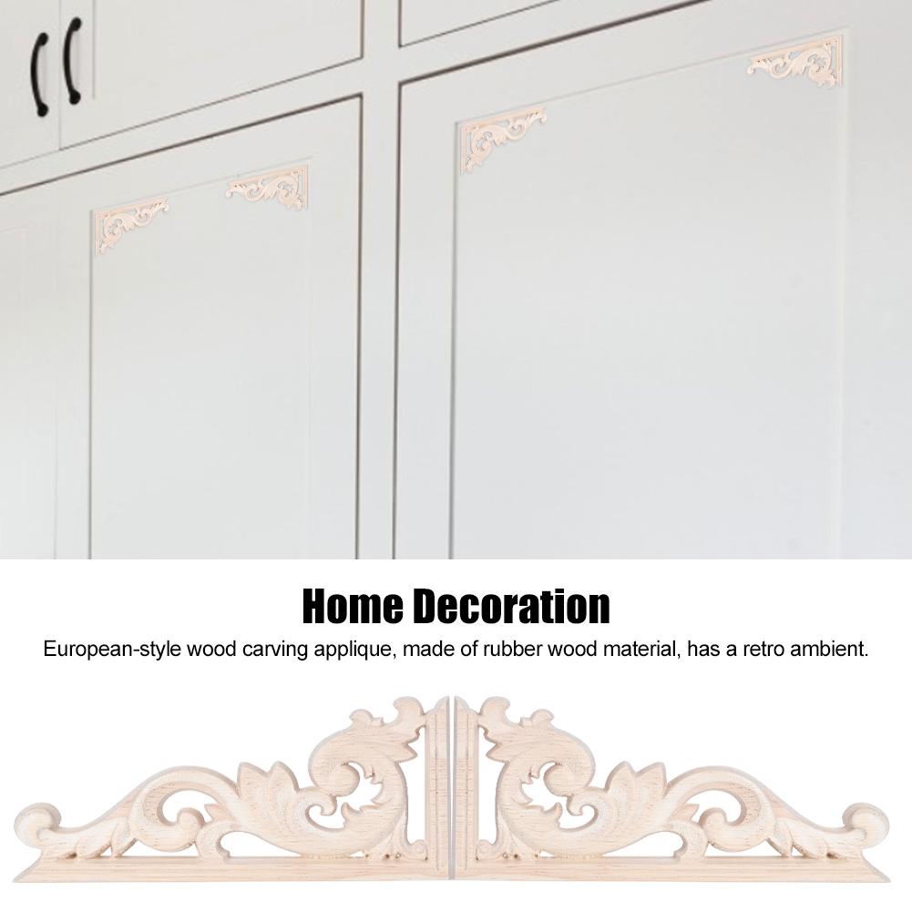 4Pcs European Style Vintage Wood Carving Corner Applique Decal Home Furniture Decoration Accessories 13x7cm
