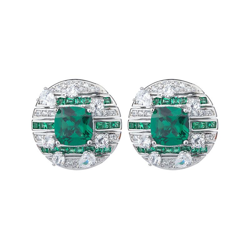 Jewelry Copper Bottom Gold-Plated Retro Simulation Colored Treasure Stud Earrings Main Stone 8 * 8