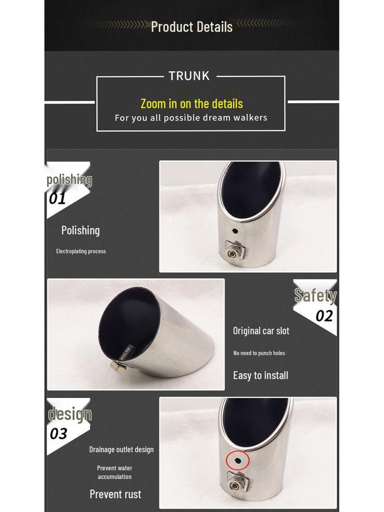 Stainless Steel Exhaust Tailpipe for Octavia 1.6 Jinbei