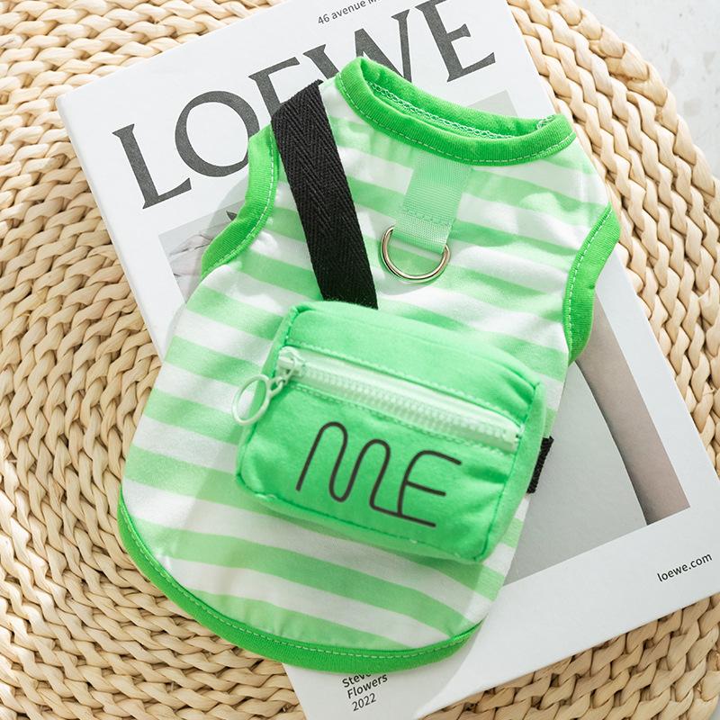 Three-dimensional Backpack Striped Traction Cat Vest Cat Clothes Anti-hair Loss Puppet Hairless Cat Spring and Summer Pet Clothing