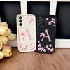 Pink Sakura Alphabet A Phone Case for Samsung Galaxy S26 S25 S24 S23 S22 S21 S20 FE/Ultra/Plus 5G Anti-Drop Back Cover
