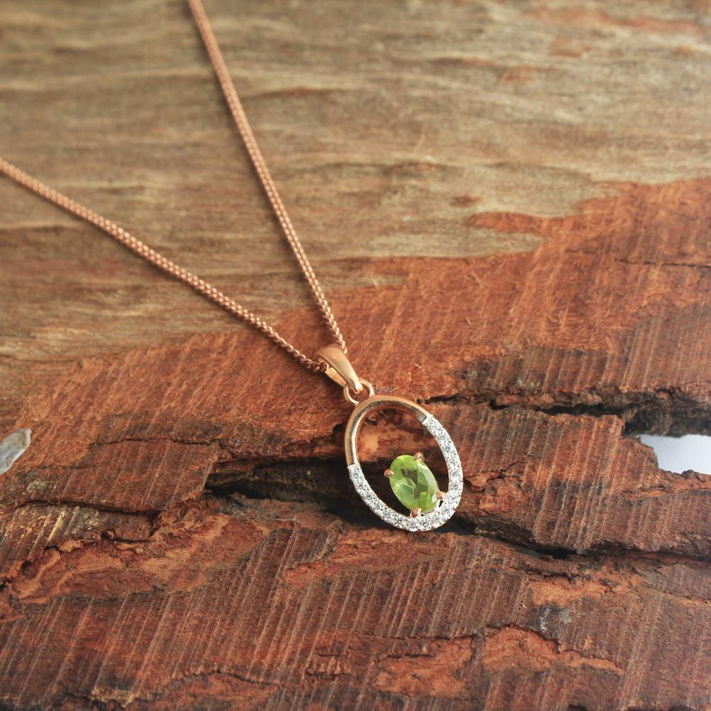 Granat Peridot Zircon Rose Gullbelagt 100 % 925 Sterling Sølv Halskjedesett med øredobber for kvinner