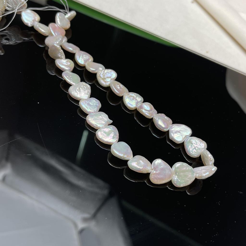 1String, White Natural Freshwater Pearls, Baroque heart-shaped Pearl Beads, 13×13mm, for DIY Necklace, Jewelry Making Crafts, Length 36 Cm