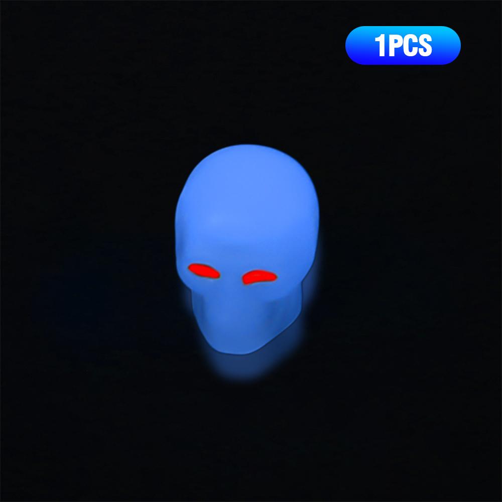 Skull Tire Luminous Valves Cap Night Glowing Tyre Nozzle Cover Universal Auto Truck Motorcycles Bike Fluorescent Valve Stem Caps