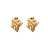 Dongdaemun Pleated Textured Earrings In 18K Gold-Plated Titanium Steel