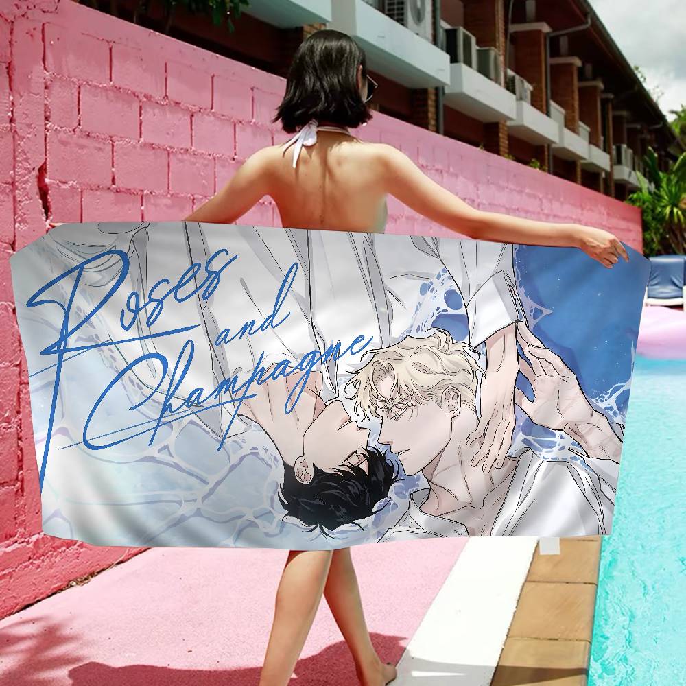 Roses And Champagne Anime Big Microfiber Beach Towels Quick Dry Towel Sand Beach Towels Pool Towel For Travel Swim Pool Yoga
