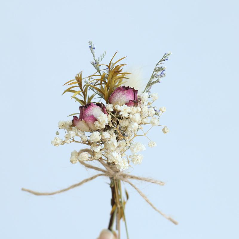 12cm Preserved Flower Boutonniere: Mini Bouquet for Bride, Bridesmaid, Wedding, Gift Box, Party Favor Decoration