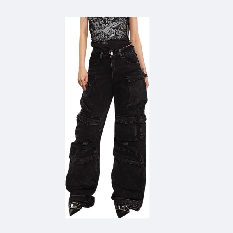Women's Baggy Cargo Pants Y2K Clothing Multi-Pocket Relaxed Fit Jeans Fairy Grunge Clothes Alt Emo Streetwear