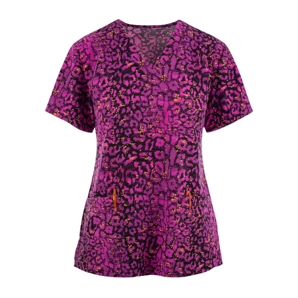 

Цветочные халаты для медсестер, топы, женская рабочая униформа, блузка с коротким рукавом и V-образным вырезом, униформа, блузы, одежда для медсестер, туника для медсестер, униформа XL